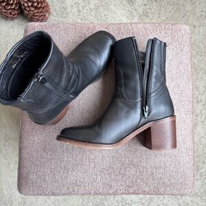 Portland Leather Dark Heeled Boots